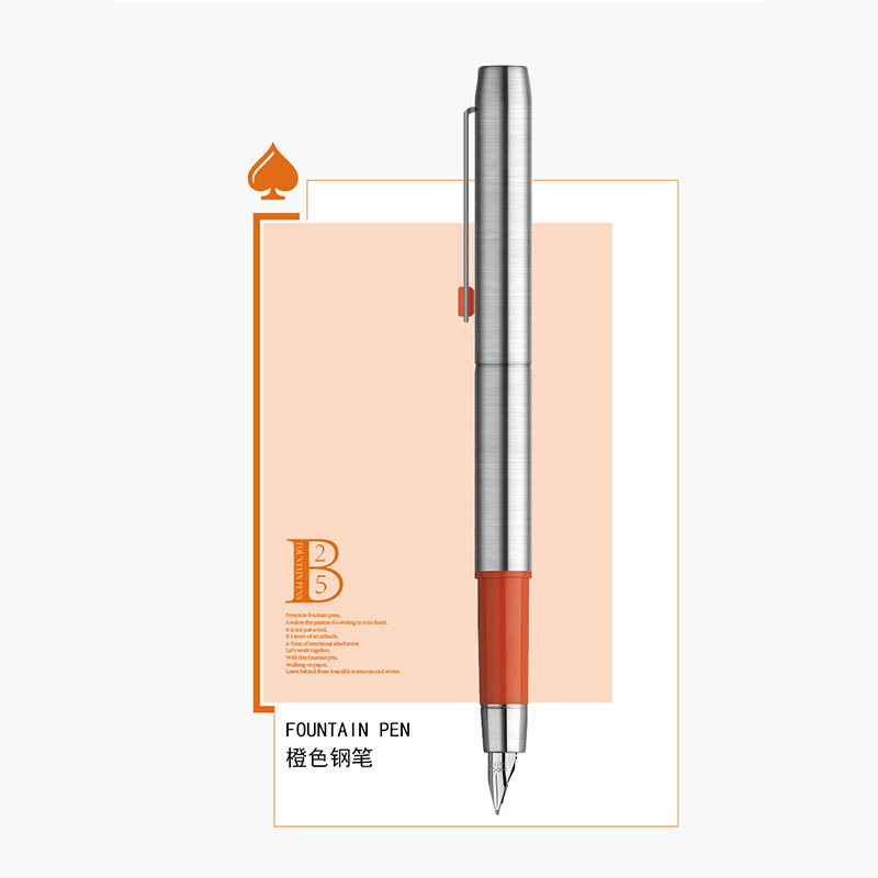 MAJOHN B25 Ball Point Pen/Fountain Pens, Metal Rod Smooth Fine Writing Lines Compact Portable Calligraphy Study School Supplies: Light Grey