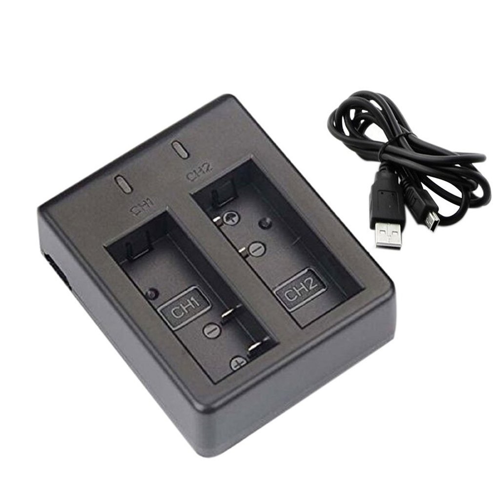 Cargador USB Dual + batería recargable de la cámara del Li-Ion de 2 uds para la cámara de acción del deporte de la manera de Eken H9 H9 Pro: Default Title
