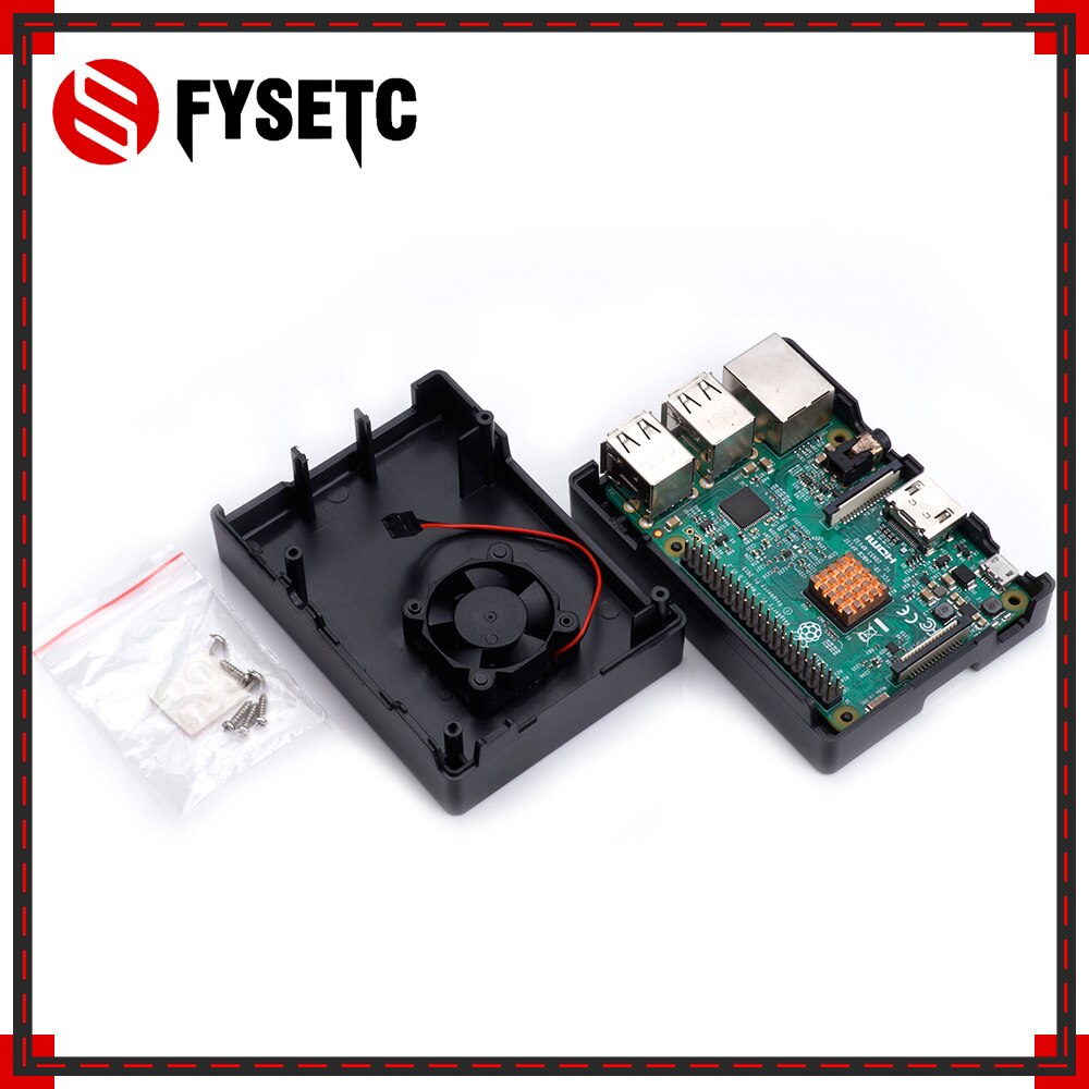 Raspberry Pi3 Modelo B + carcasa negra ABS carcasa de plástico con ventilador de refrigeración Compatible Raspberry Pi 3 Modelo B + Plus