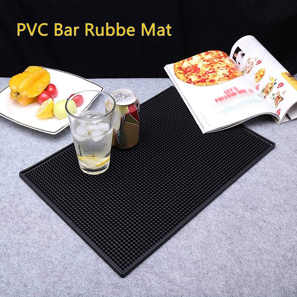 1 stuk antislip rubberen barmat pvc onderzetter zwarte keuken placemat rechthoek waterdicht bier whisky bar accessoires