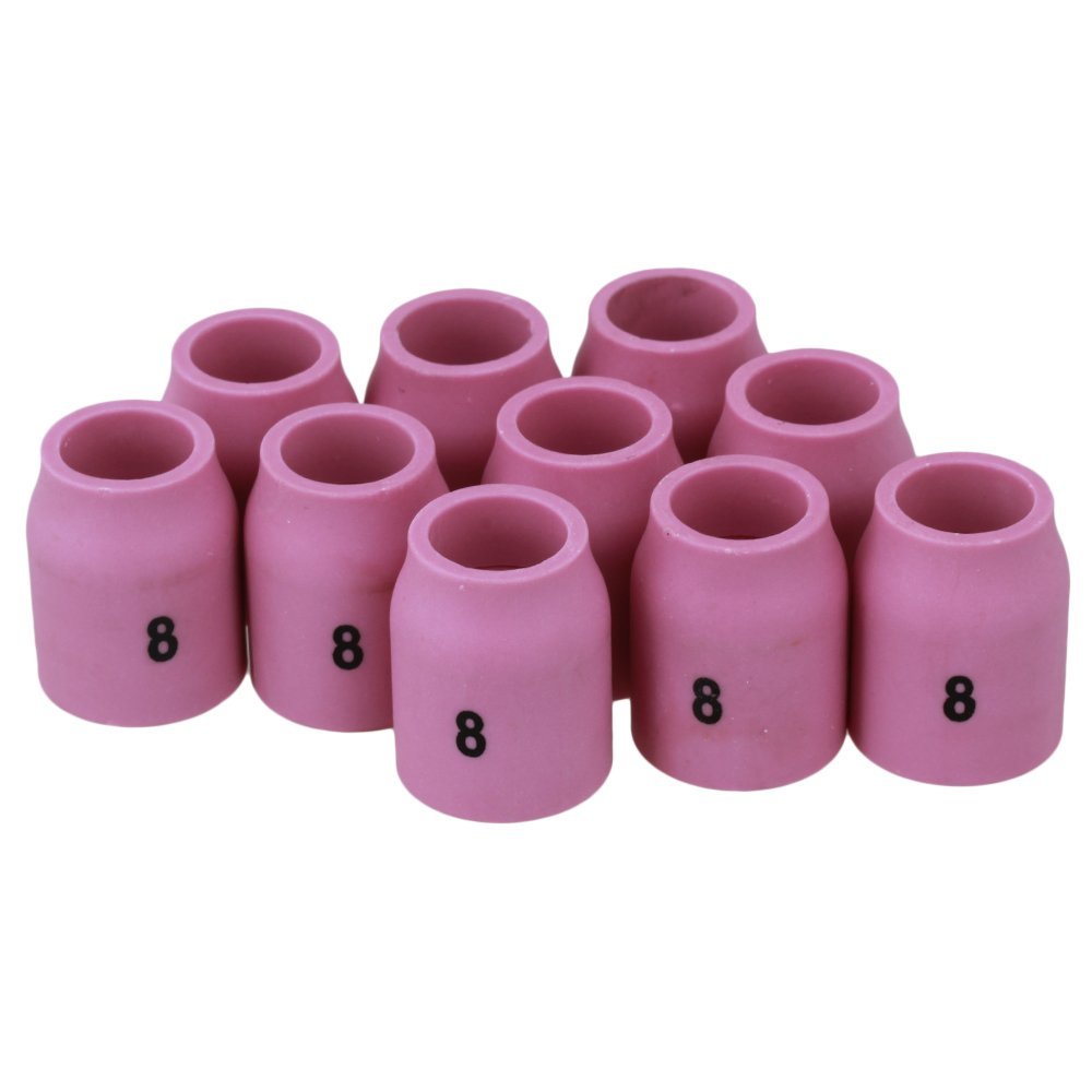 Boquilla DE soplete de soldadura TIG de cerámica 53N61 8 #, copa de escudo de alúmina, compatible con WP-9, 20, 24, 25, paquete de 10