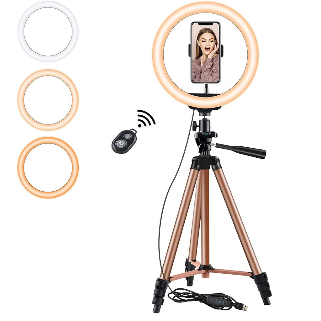 Ring Light 16Cm With Tripod Stand Cell Phone Holder USB 3 Modes LED Light