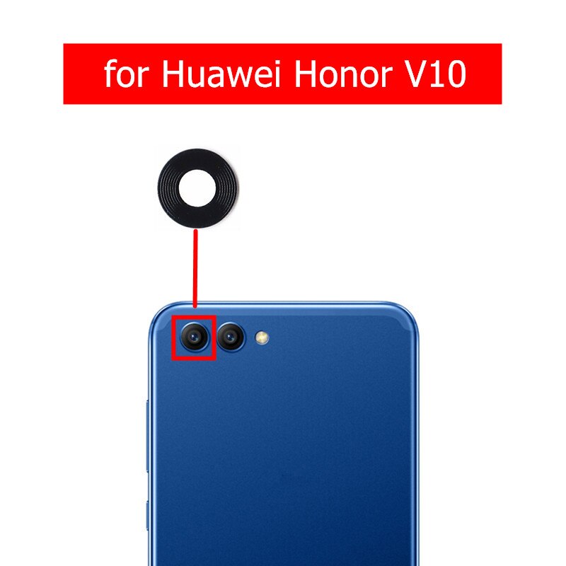 Lente de Cristal para cámara trasera de Huawei Honor V10, reparación de piezas de repuesto con pegamento, 2 uds.