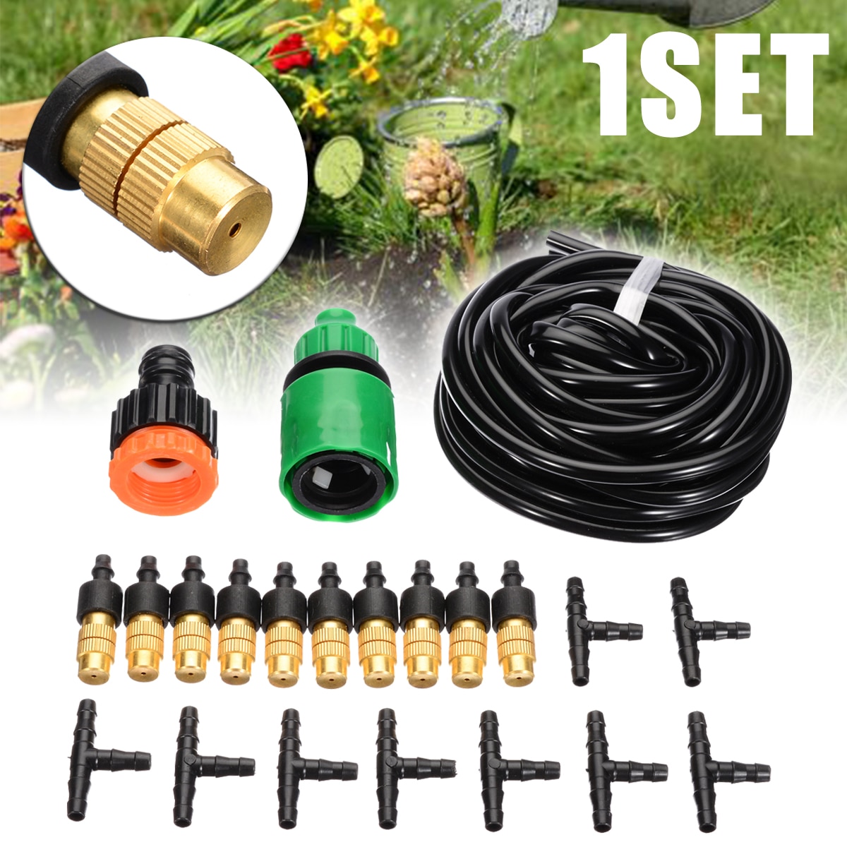 Mayitr 16ft Tuin Verneveling Cooling Systeem Patio Water Mister Nozzles Mist Sprinkler Slang Sproeikop Water Connection Kit
