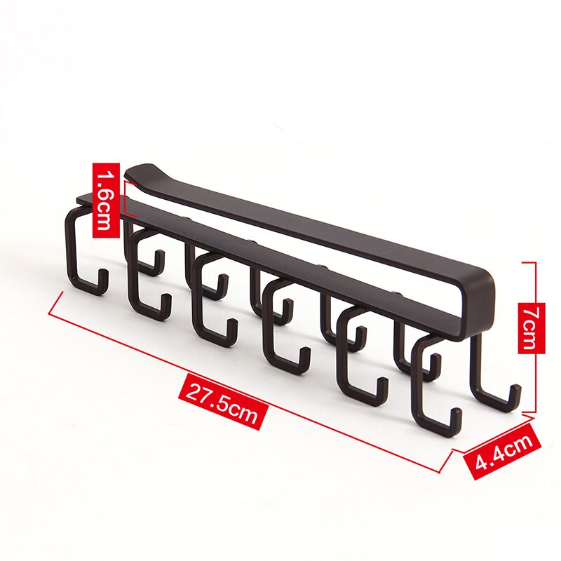 Space saver Cabinet hanging shelf Kitchenware Cup Holder with 6 Hook organization Storage rack for bathroom Kitchen supplies