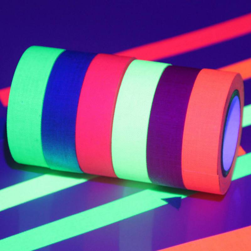 6 stk / sæt fluorescerende tape uv selvklæbende glød i mørket tape neon gaffer væg klistermærke tape sikkerhedsadvarsel til boligindretning