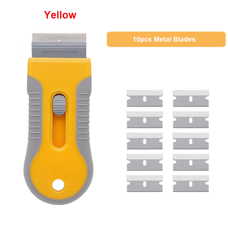 Window Glass Sticker Cleaning Razor Scraper Ceramic Razor Blades Car Tint Oven Vinyl Wrap Glue Squeegee Remover Cleaner Tool: Silver