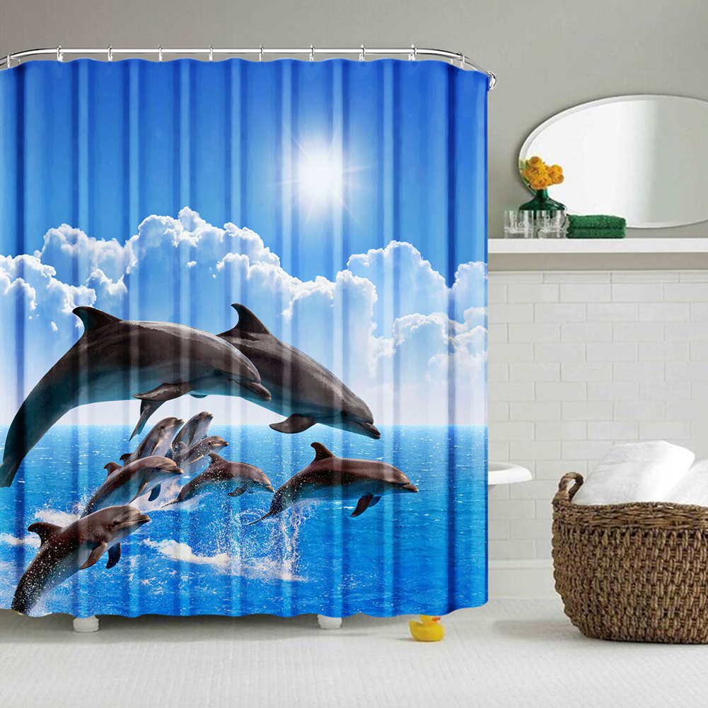 Natuur Douchegordijnen Bos Bad Gordijn Polyester Stof Badkamer Scheidingswand Met Haken Schilderachtige Decor Douchegordijn: 180*200Cm / Roze