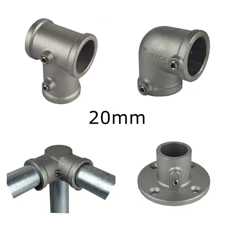 Conector de aleación de aluminio, Base en T de codo, accesorio plano tridimensional, sujetador de conexión, piezas de estante de tubo de acero de 20mm