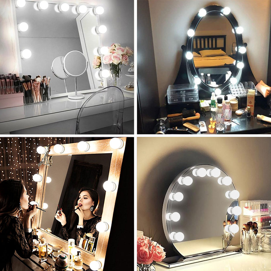 Make up Spiegel Vanity Led-lampen Kit Usb-poort Opladen Cosmetische Make-up Licht Spiegels Lamp Verstelbare Helderheid lichten A1