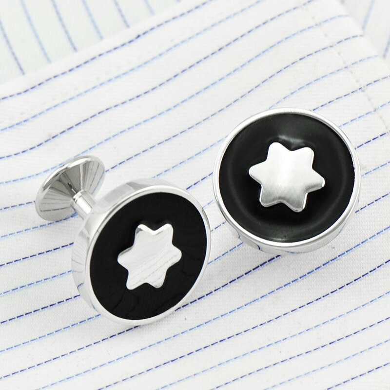 FLEXFIL Luxury shirt cufflinks for men's Brand cuff buttons cuff links gemelos round wedding abotoaduras Jewelry: Style 1 black