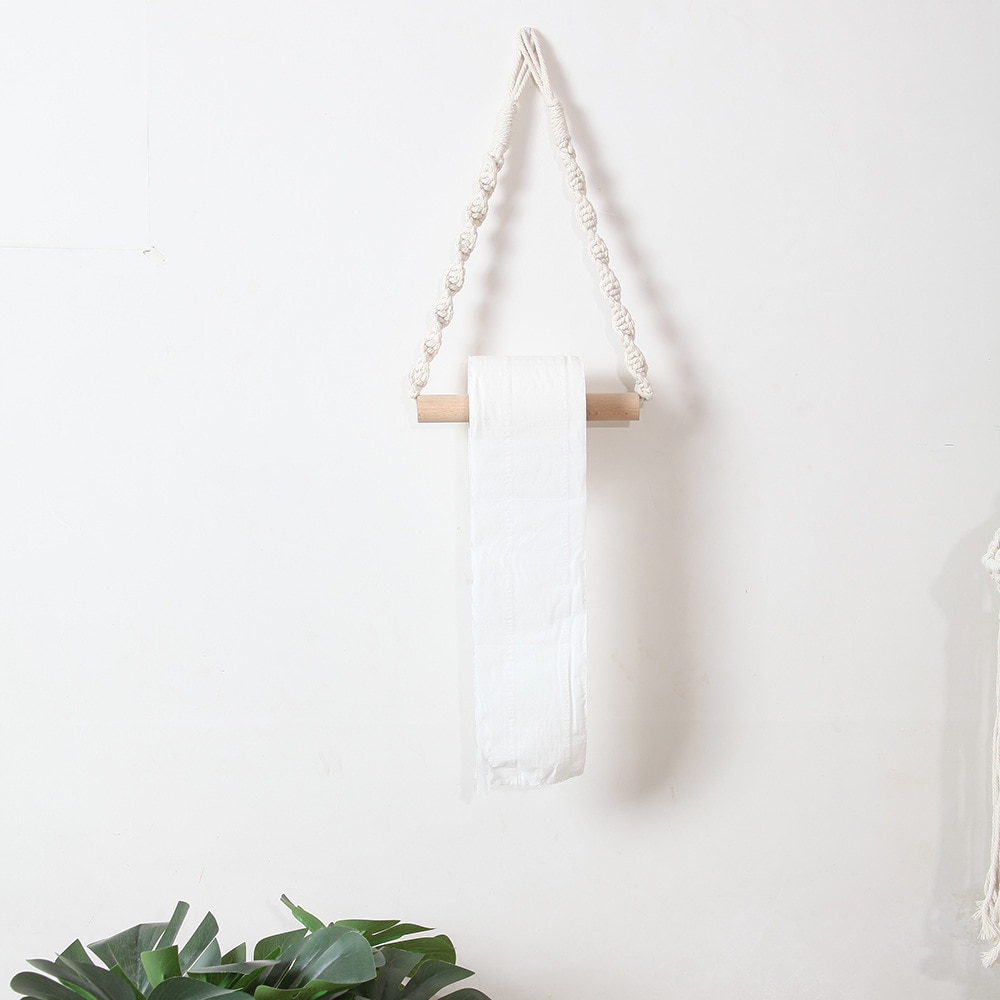Nordisk boheme papirhåndklædeholder gobelin macrame væg hængende værelse indretning badeværelse hotel homestay toilet opbevarings dispenser 1pc