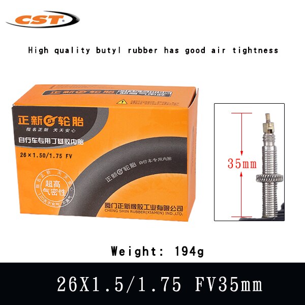 Cst cykeldæk 26*1.25 1.5 1.75 1.9 2.125 26 x 1 3/8 amerikansk ventil fransk ventil 26 tommer cykling mountainbike inderslang: 26 x 1.5-1.75 fv35mm