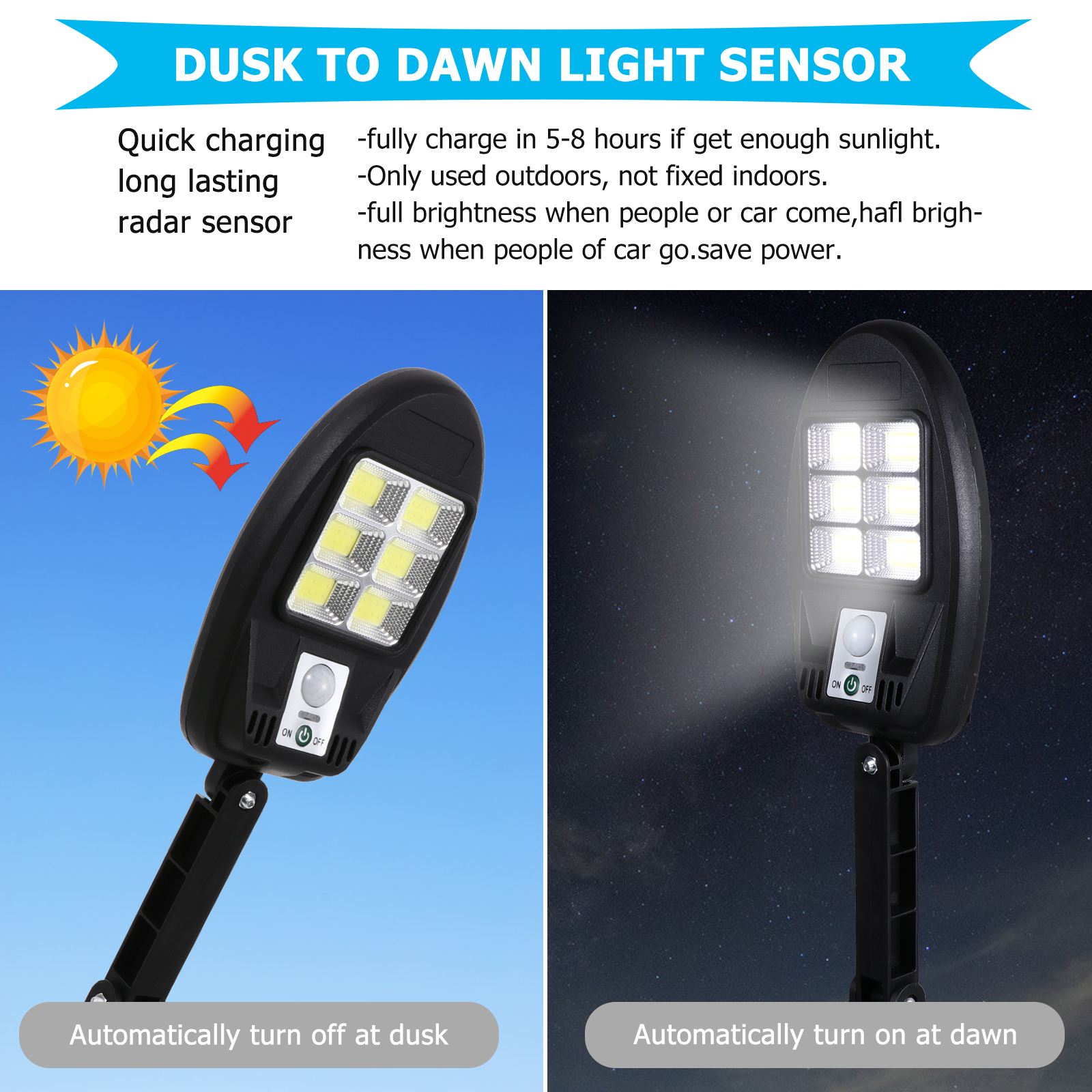 1 Set Solar Light Waterproof Street Lamp LED Human Body Induction Lamp