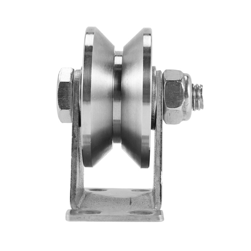 1-Pack V-Type Stainless Steel Pulley Block Mute Bearings Groove Sliding Roller Track Wheel