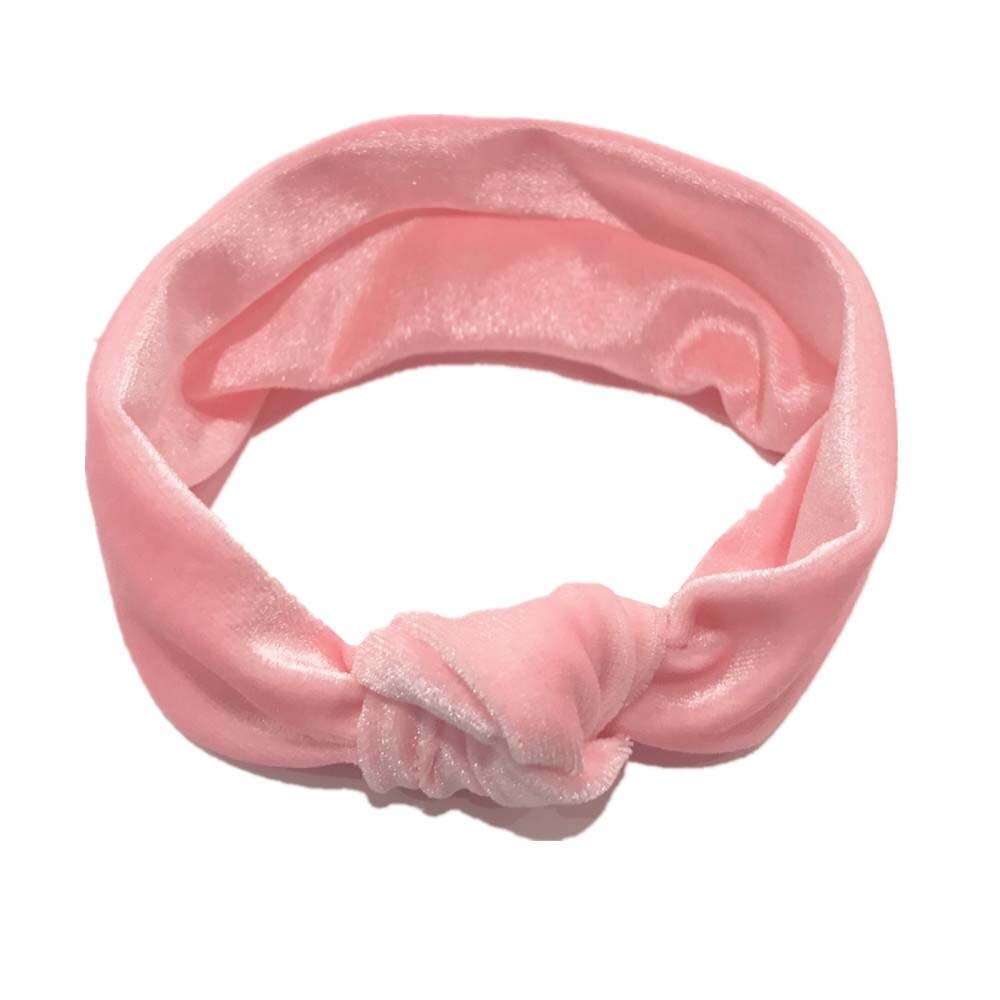 Linda diadema de terciopelo con lazo grande para niña 11 colores turbante anudado cinta para el pelo para infantes accesorios para niños: pink