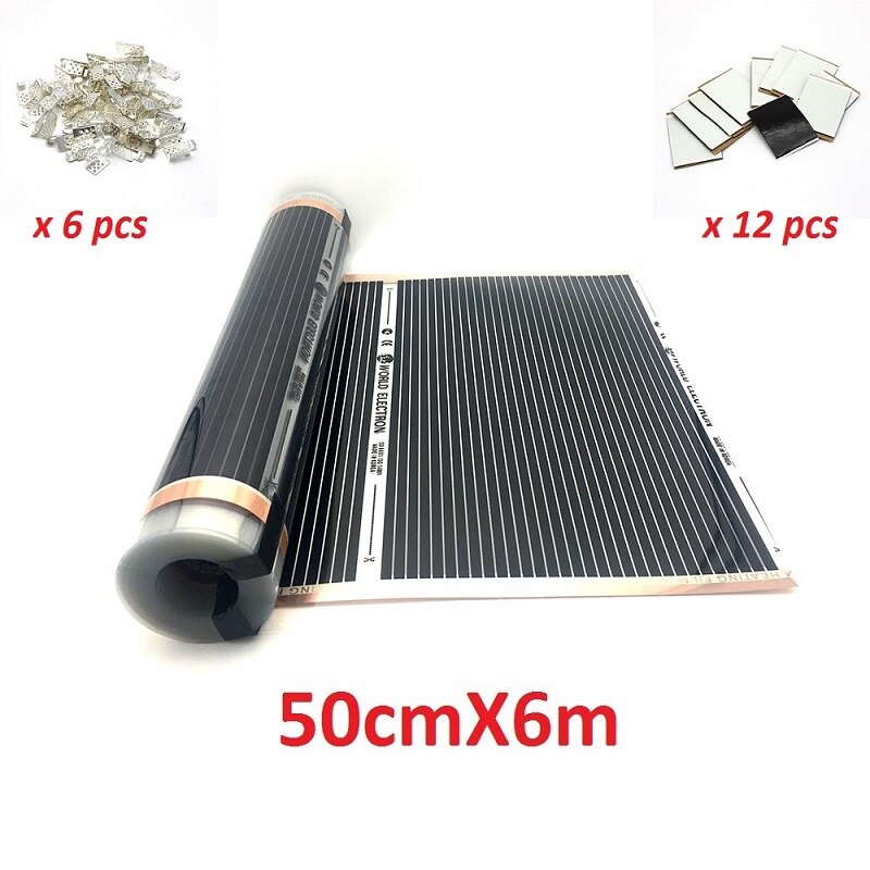 MINCO WÄRME Infared Fußbodenheizung Film 400 w/m2 Warmen Boden matt mit Klemmen und Pasten