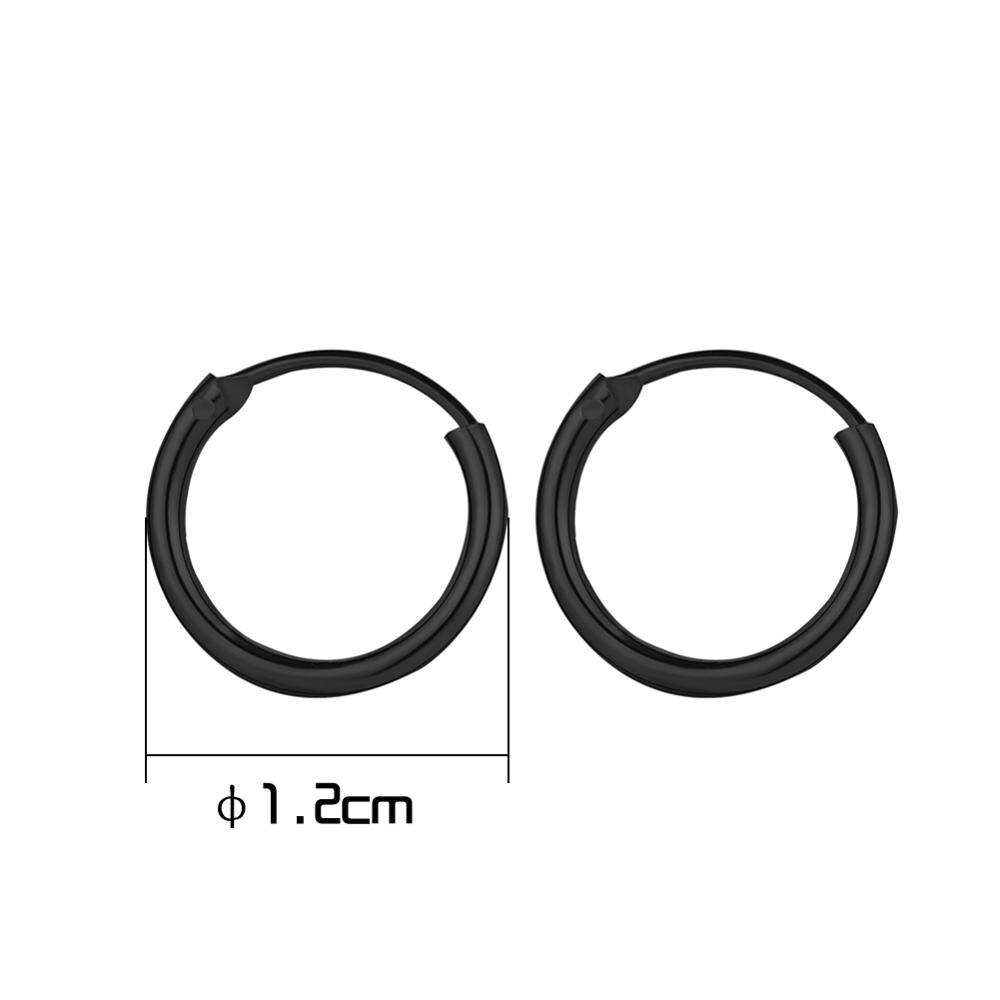 1cm 1,5 cm Ohrringe Hoop Gold Silber Farbe Runde Kleine Ohr Ringe für Frauen Metall Ohr Manschette Einfache Stil frauen Clip Huggie Ohrringe: Black-1.2cm