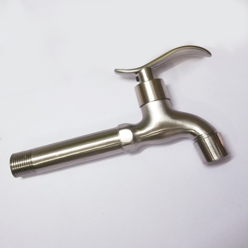 17cm Stainless Steel Lengthen Faucet Wall Mounted Washing Machine Faucet Mop Pool Tap Outdoor Garden Bibcock Single Cold Faucet: A1