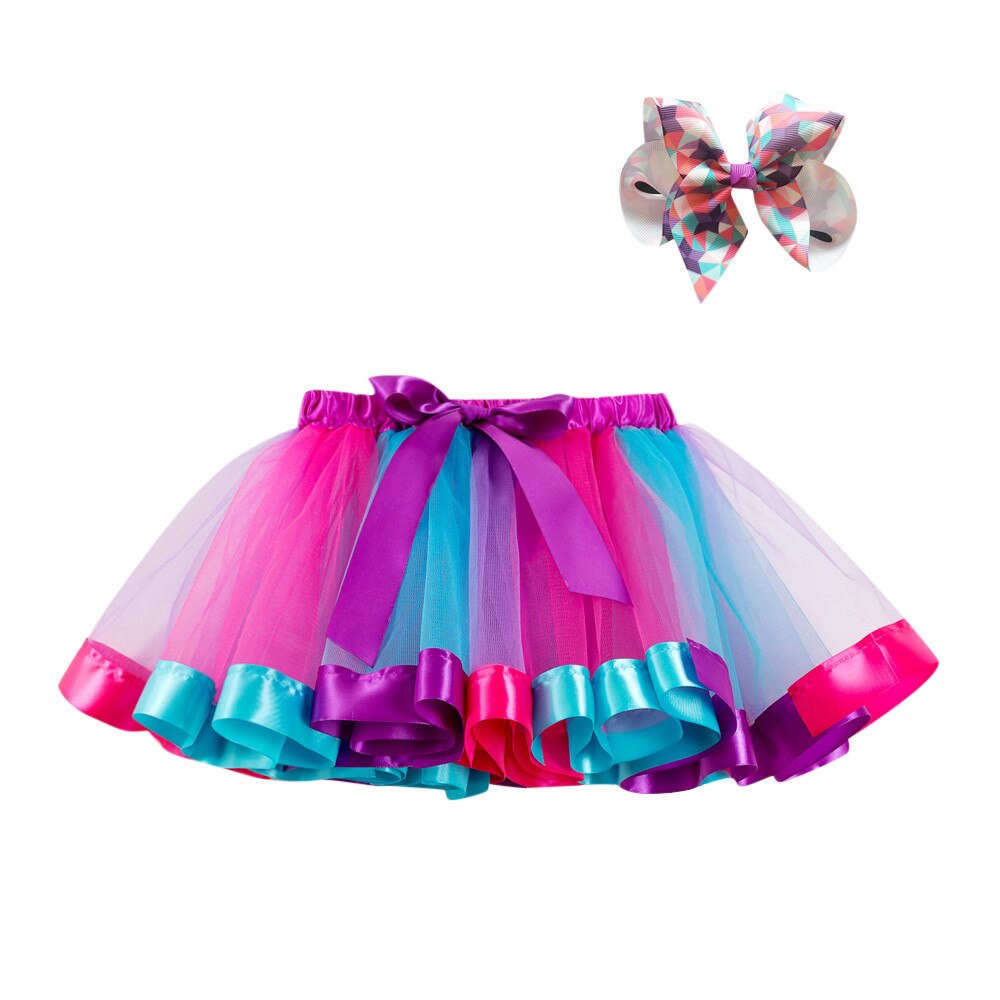 Meisjes Kids Rainbow Tutu Rok Party Dance Ballet Peuter Baby Kostuum Rok + Bow Haarspeld Set prinses Meisje kleding 45 #
