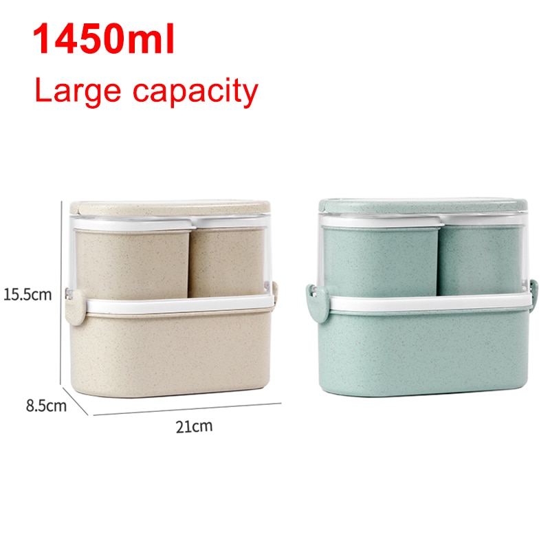 1450ML lunch box high food container eco friendly bento box lunch japanese food box lunchbox meal prep containers wheat straw