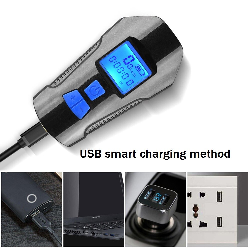 4 modo usb bicicleta luz da lâmpada & bicicleta computador 6 modo chifre lanterna ciclo velocímetro led luzes dianteiras ciclismo farol