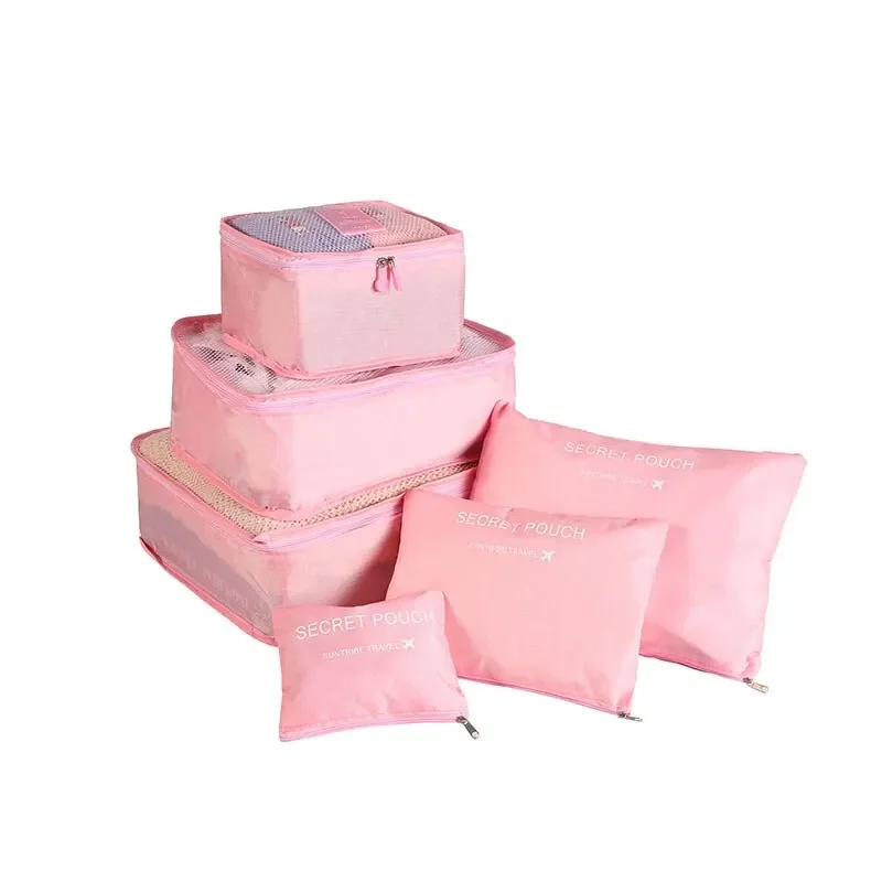 6 stk/sett reisepakkekuber bagasjeorganisatorvesker til klær sko toalettsaker lett reiseoppbevaring og koffert: Grønn