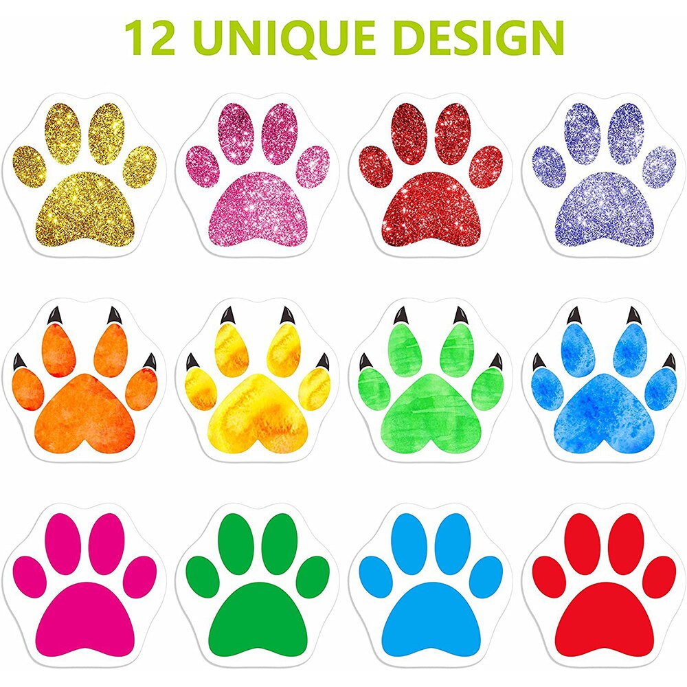 100-500pcs Colorful Paw Print Reward Stickers Dog Cat Bear Paw Labels Stickers for Laptop Teacher Student Scrapbookinng Sticker