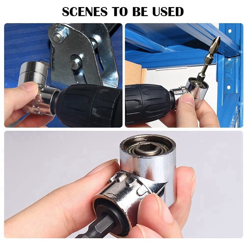 Universal Socket+105 Degree Right Angle Drill,7Mm-19Mm Multifunctional Cordless Ratchet Adapter Socket Wrench Set
