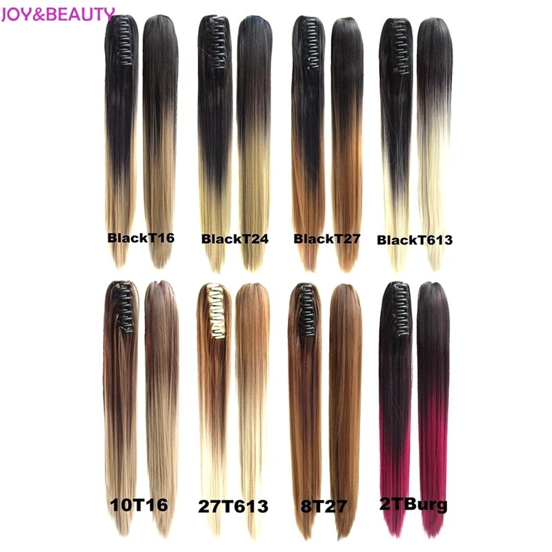 Vreugde & Beauty Haar Lang Steil Haar Paardenstaart Synthetische Clip Op Haar Ombretwo Tone Paardenstaart 24Inch Hoge Temperatuur Fiber
