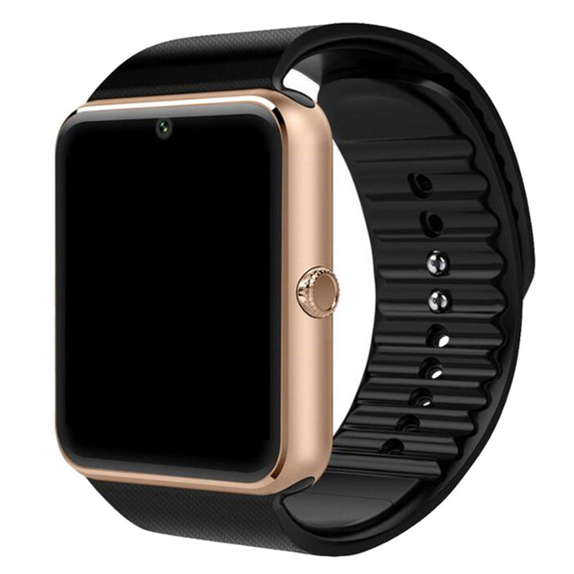 montre intelligente GT08 Plus métal horloge soutien Sim TF carte fente Message poussoir Bluetooth connectivité Android IOS téléphone Smartwatch: Black Gold