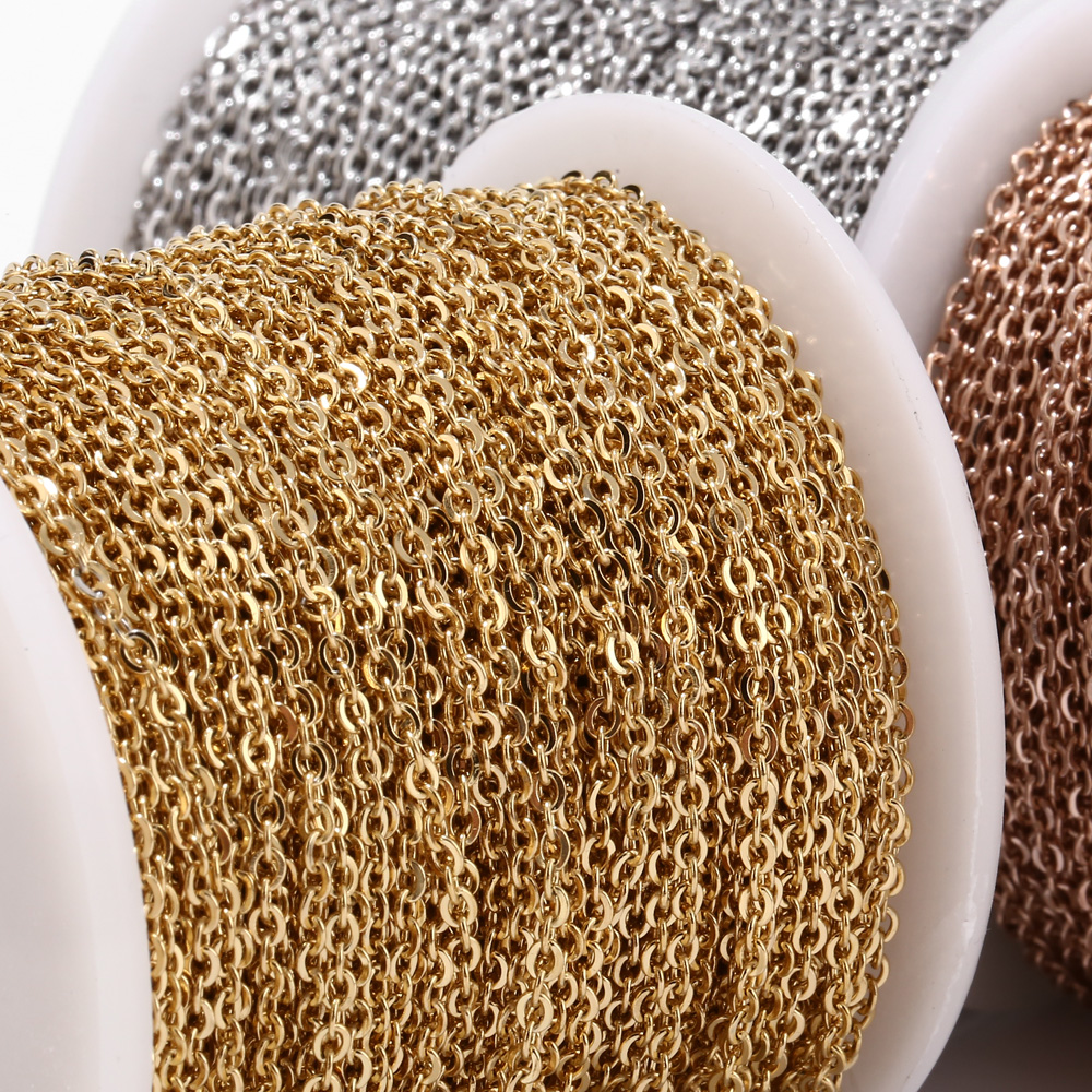 2 Meters Stainless Steel Rose Gold/Gold Link Chain Necklace Bulk Cable 2mm Width for Jewelry Making Findings DIY Supplies