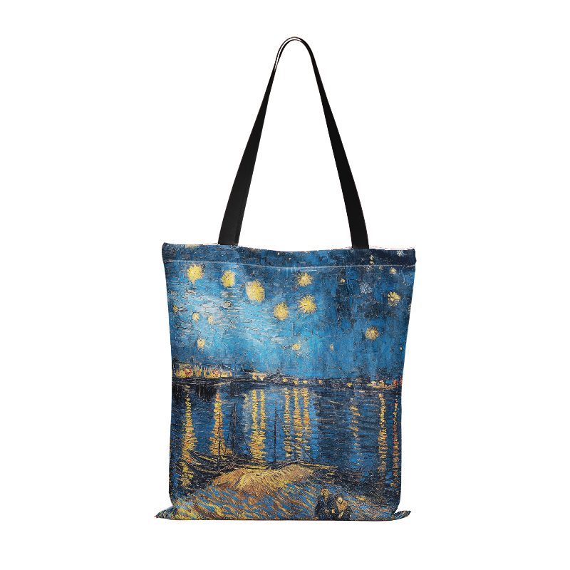 Ölgemälde Lieferwagen Gogh sternenklar Nacht Käufer Tasche für Frauen Sonnenblume Künstlerische Große Tuch Leinwand Tote Tasche Eco Frauen Einkaufen tasche: Stil1