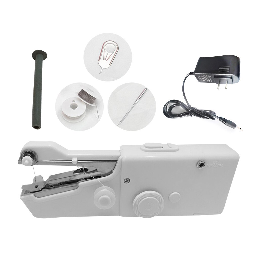 EU/US Plug Mini Portable Handheld Sewing Machine for Quick Repairs DIY Clothes Electric Stitch Sew Cordless Needlework Machine: US Plug