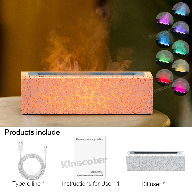 KINSCOTER RGB Vlam Aroma Diffuser Luchtbevochtiger Ultrasone Cool Mist Maker Fogger LED Essentiële Olie Fire LED Lamp Difusor