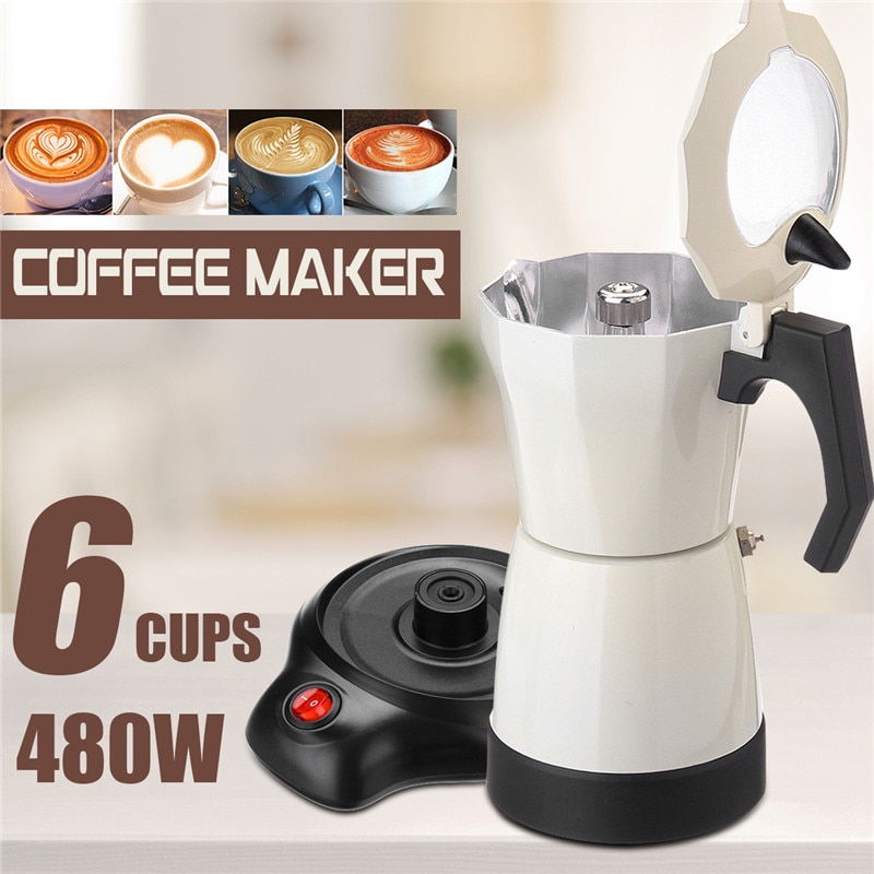 480w 6 kopper elektrisk te kaffemaskine pot espresso cafetera maskine mokka aftagelig kaffemaskine til hjemmekontor