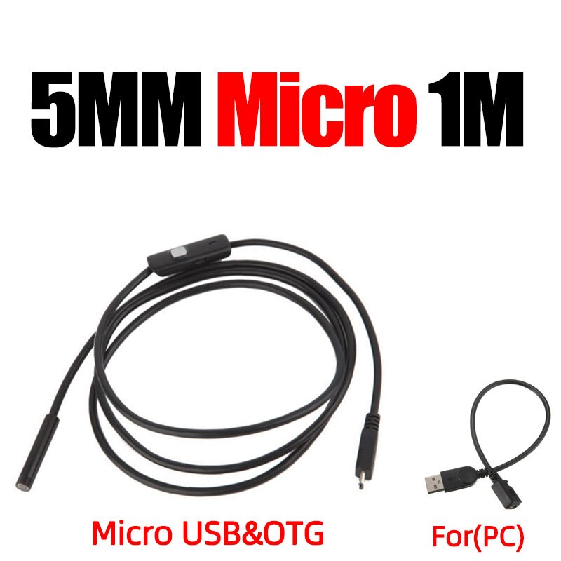 Endoskop til android telefon type c endoskopisk led  ip67 inspektionskamera endoskop smartphone til biler endoskop type c fleksibel: 5.5mm 1m