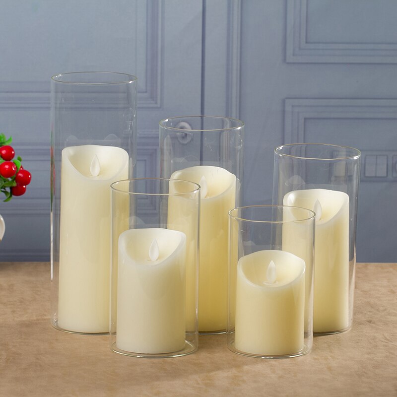 Flameless Candles Ivory Dripless Pillars Include Realistic Dancing LED Flames and 10-Key Remote Control Timer Function