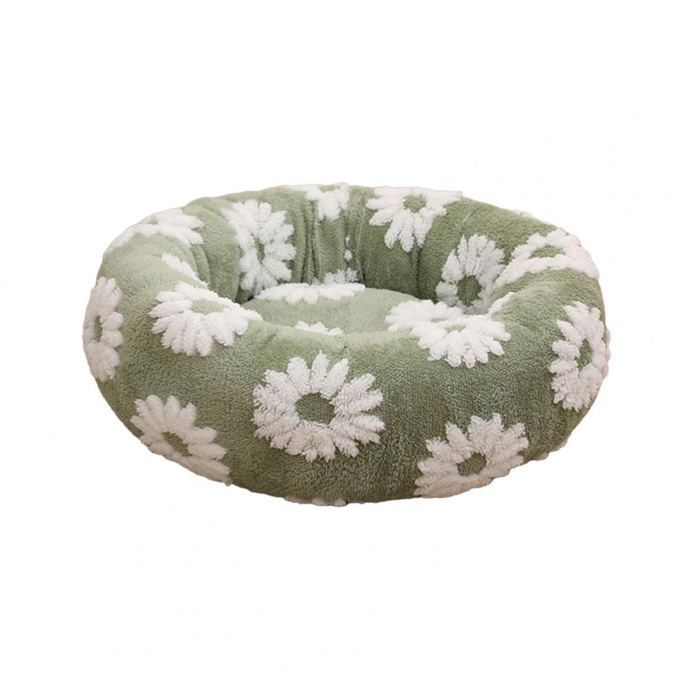 Donutvormig honden- en kattenmandje, antislip, knus huisdierbedje, pluche zacht kussen, rustgevend warm nest voor kleine honden en katten: Ik / Wit