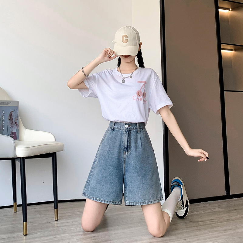 Casual streetwear sommar denimshorts kvinnor halvlånga lösa vida ben bermuda feminina 5xl 6xl stora jeans korta femmebyxor