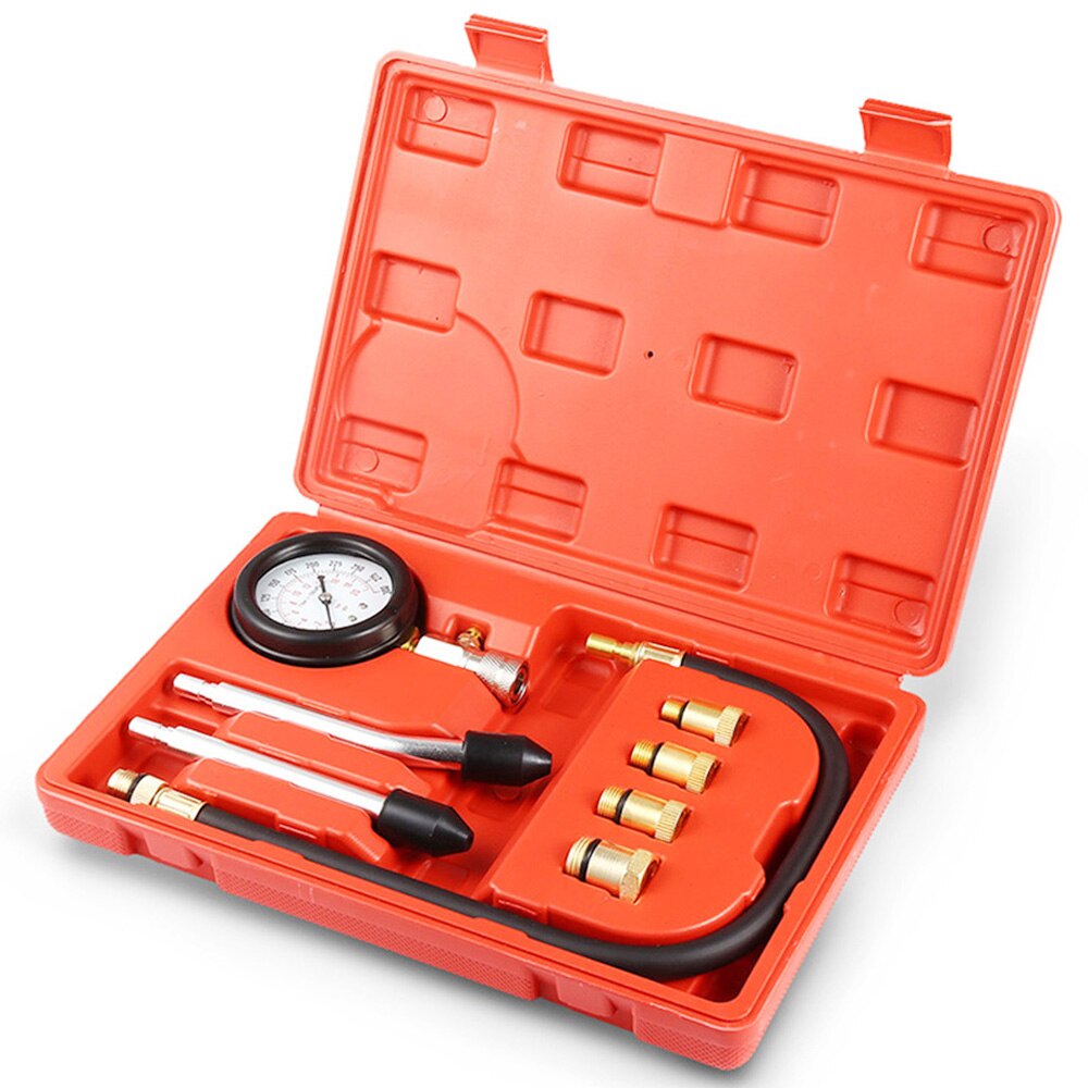 Compression Tester Pressure Gauge Tester Kit Motor Auto Petrol Gas Engine Cylinder Car Motorcycle Pressure Gauge with Adapter