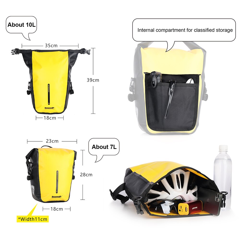 Rhinowalk Fahrrad tasche &Ampere; Koffer Voll Wasserdichte 7L Fahrrad Tasche kapazität Multifunktionale Hinten Gestell Koffer Tasche Radfahren Taschen