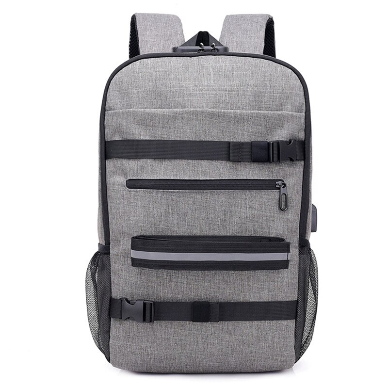 Sac à dos de Skateboard antivol avec verrouillage par mot de passe, chargeur USB, à bandoulière pour voyage, loisirs, ordinateur, Longboard: Bleu Royal