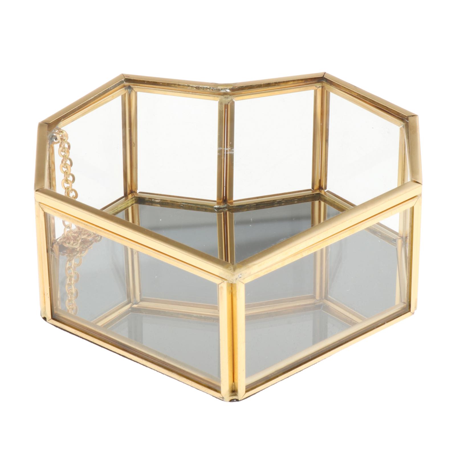 Nordic Style Glass Storage Box Gold Tray Jewelry Cosmetics Display Box Box