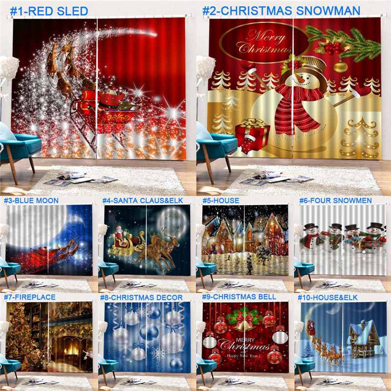 Noël nouvel an décorations rideaux pour salon chambre décor Santa Clause bonhomme de neige renne noël fenêtre rideau