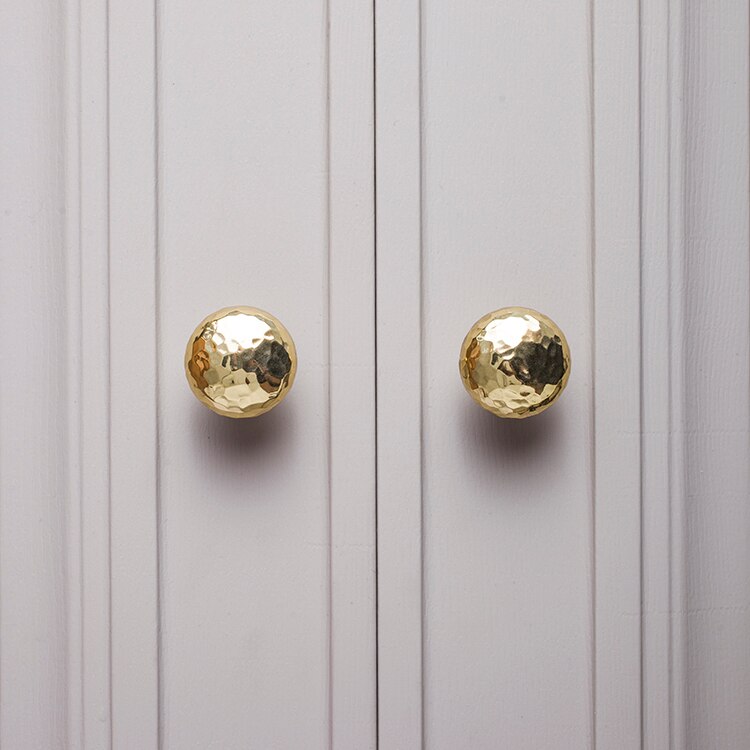 Hand Gehamerd Licht Luxe Paddestoel Messing Handvat Lade Kast Schoen Kastdeur Ronde Goud Enkel Gat Kleine Handvat