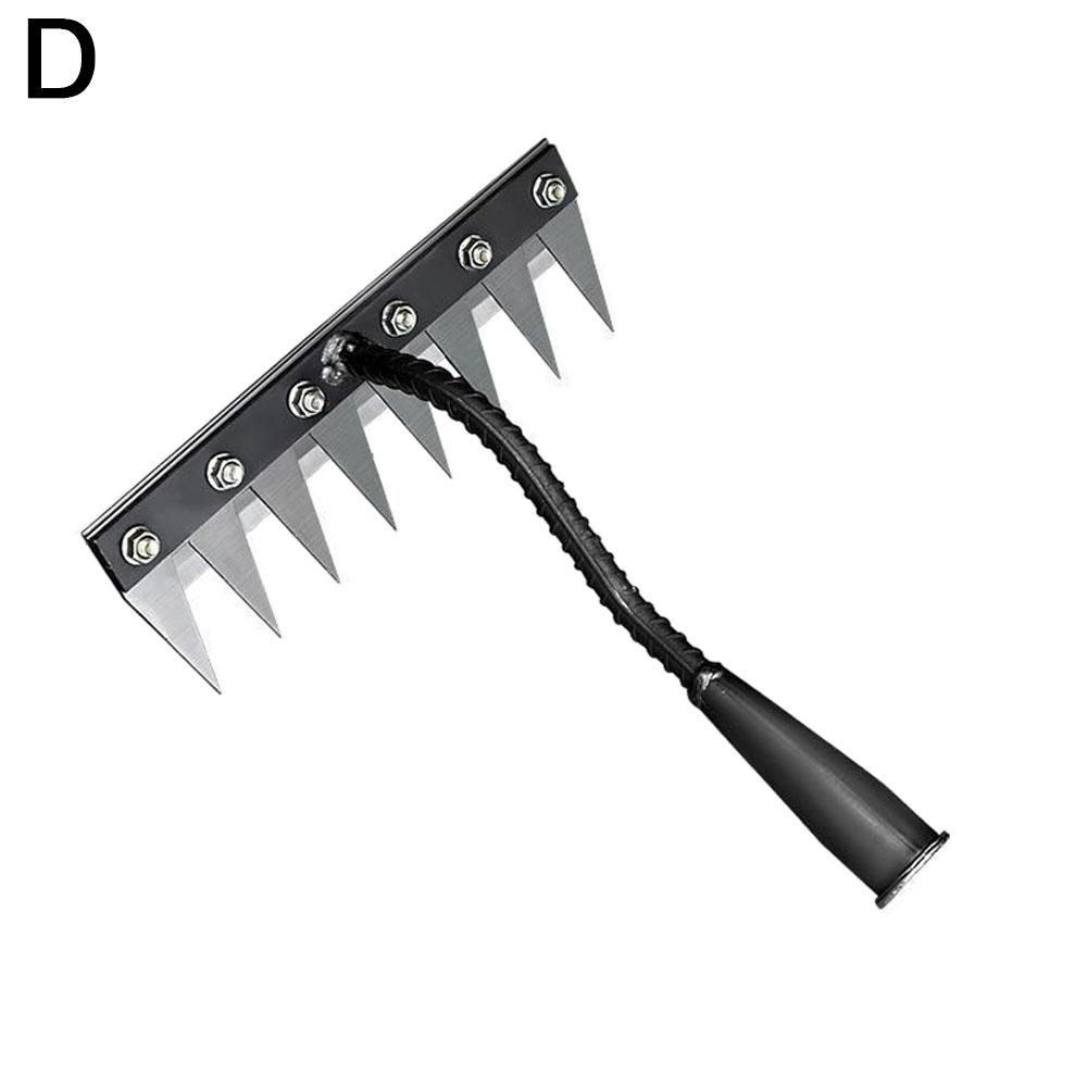 Râteau à main de jardin en acier au carbone, 5/6/7/8 dents, outil agricole, scarificateur de désherbage, herse à ongles agricole, herse en métal, outil de désherbage de jardin: tapez 3