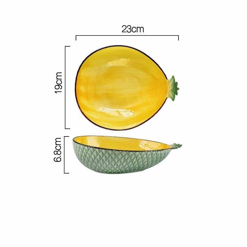 Ceramic Salad Bowl Pineapple Bowl Plate Home Decor Tableware Cute Soup Noodle Bowl Fruit Plate Kitchen Organizer: 9inch