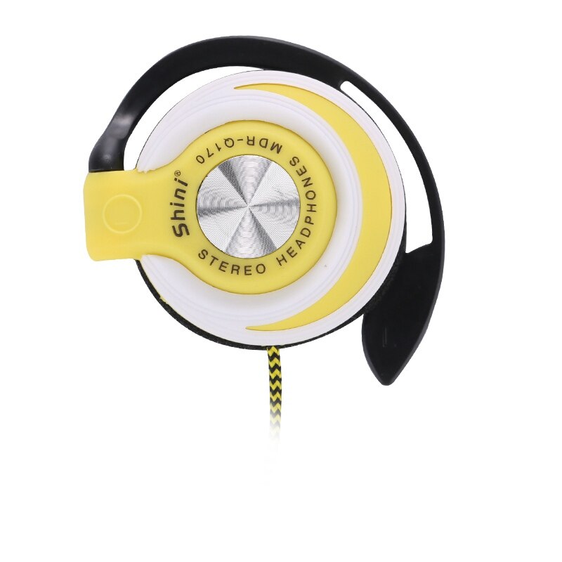 Shini Q140 3.5mm Wired Headphones HIFI Heavy Bass Headset Over-ear Adjustable Ear hook Earphones Music Earphone for Phone: Yellow
