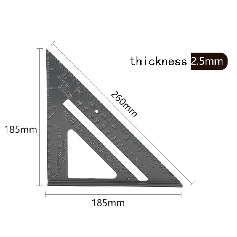 KALAIDUN Triangle Angle Ruler Squares Triangular Measuring Ruler Woodwork Angle Protractor Trammel Gauge Measuring Tool: 7inch gray